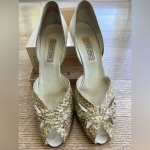 VINTAGE Porofino Beautiful white snake & kid Dorsey cut pumps size 9 1/2